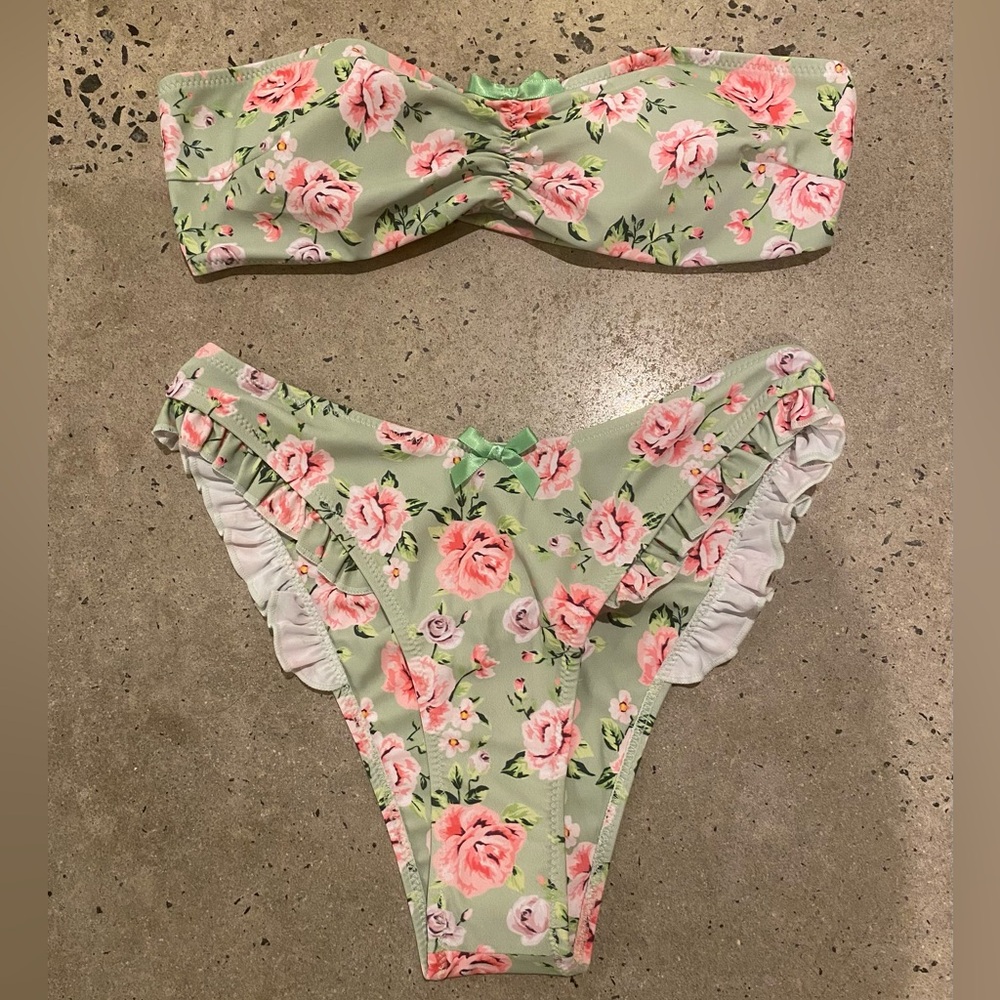 Pink & Green Floral Bikini